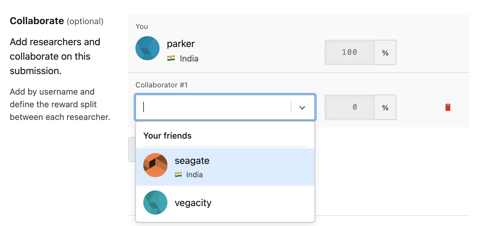 Click the drop-down menu, select a friend with whom you want to collaborate