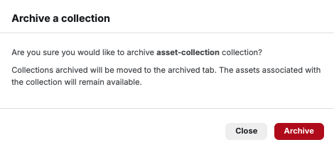 Archive a collection modal