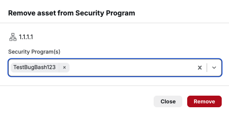 Remove asset from Security Program modal