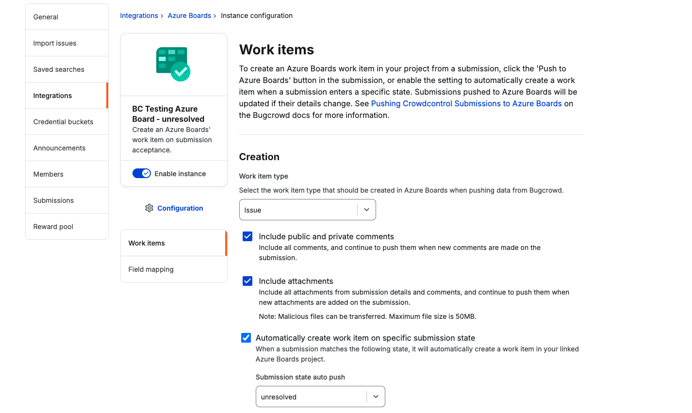 Configure Work Item