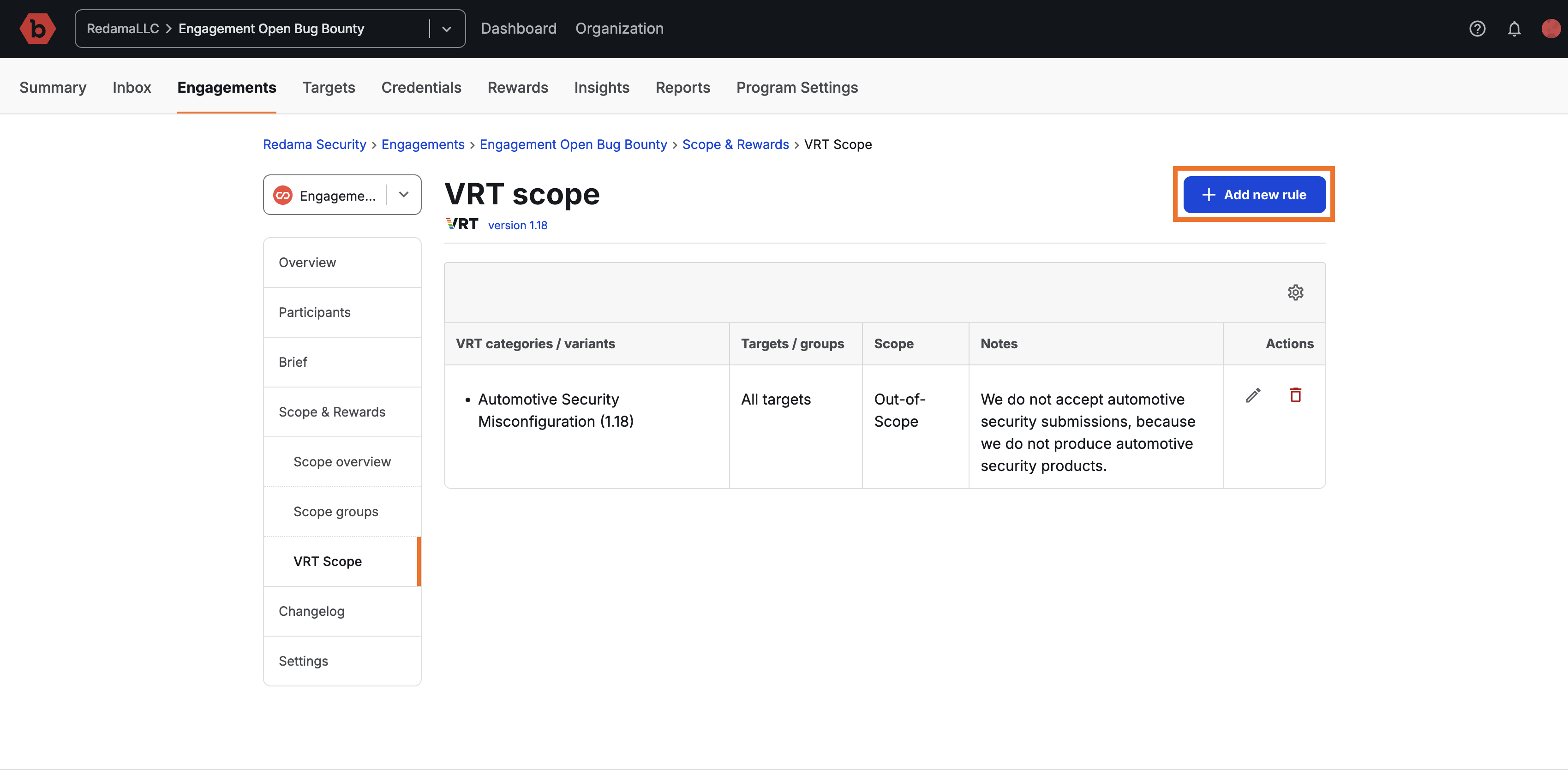 vrt scope sub-section, add new rule