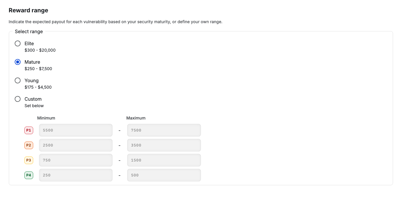 Insert image: Select reward range