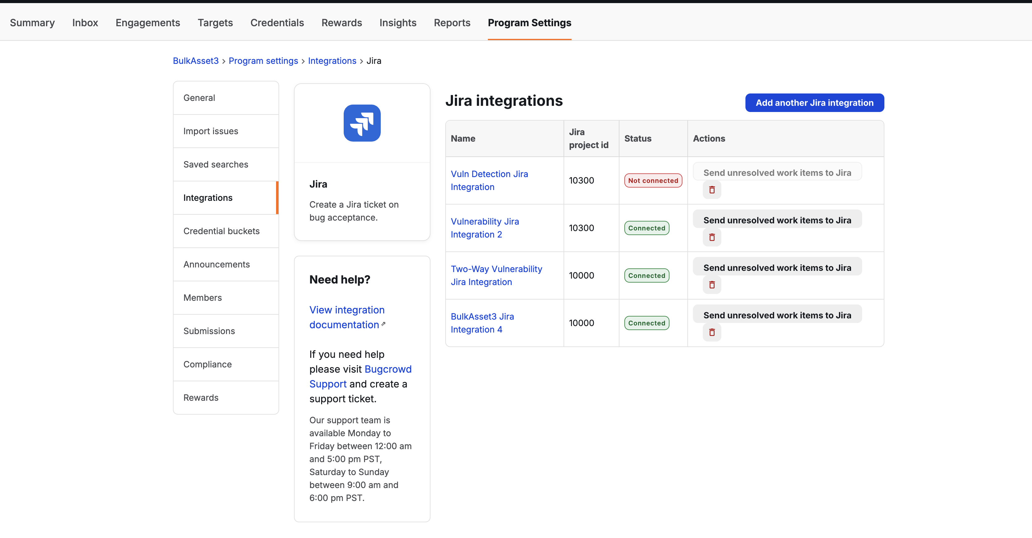 Image Placeholder - Settings > Integrations > Jira sidebar showing Work item creation and Resolving work items