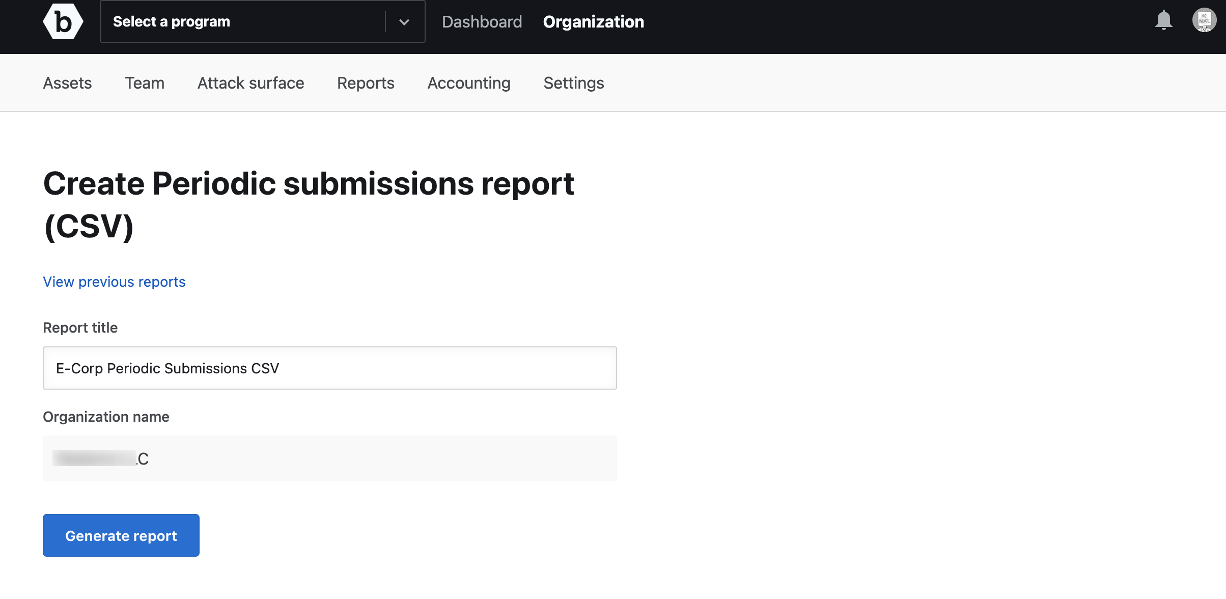 create periodic submissions report CSV page