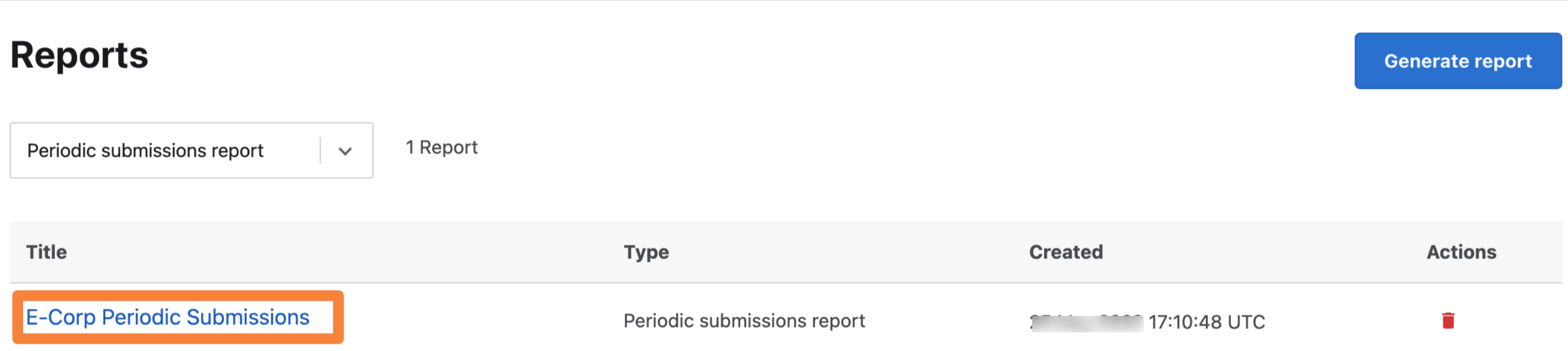 create periodic submissions report link