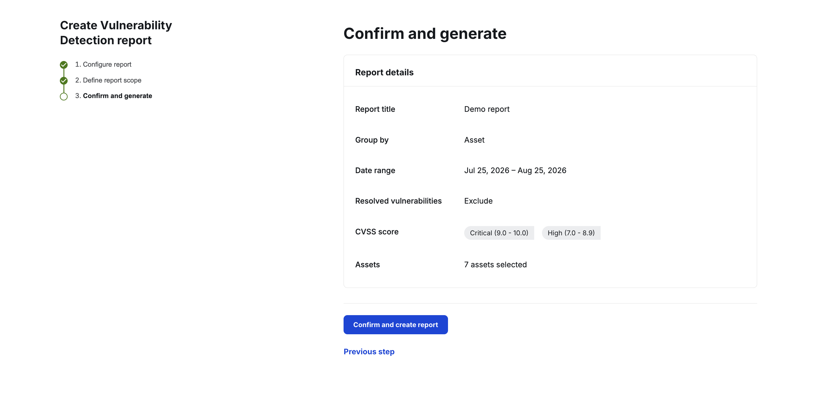 confirm and generate vulnerability detection report