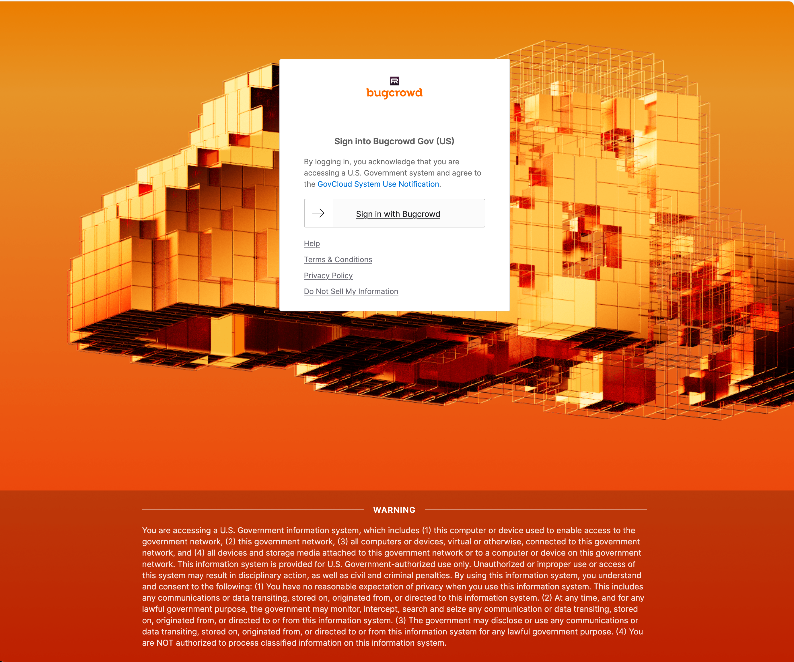 Bugcrowd Gov (US) login screen