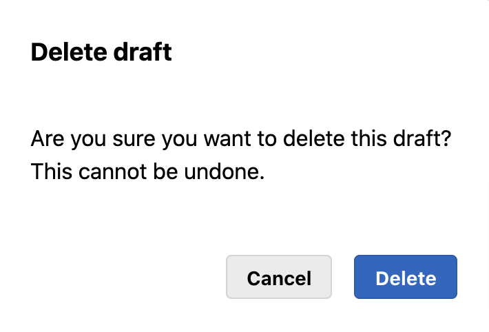 delete draft confirmation